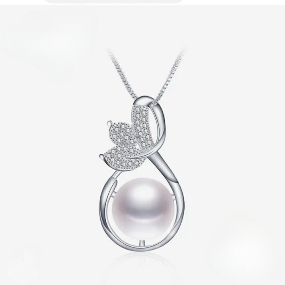 Nwt Classic S925 Sterling Silver White Freshwater Pearl Pendant Necklaces